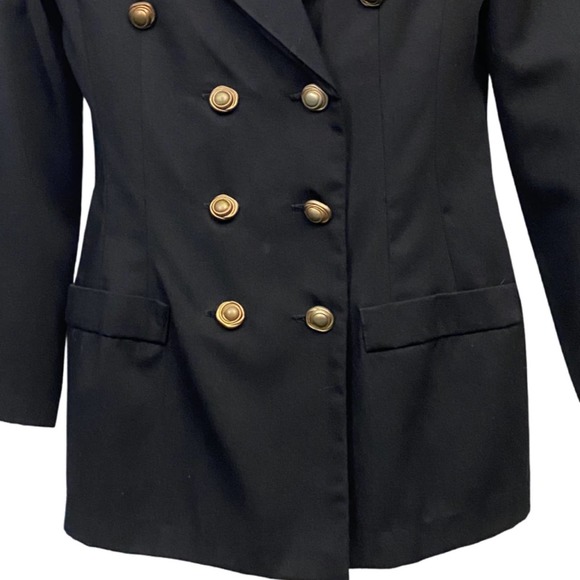 1990s Gothic Rampage Black Double Breasted Blazer Rose Buttons / Women’s Medium - Picture 4 of 4